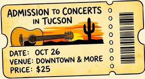 imitation concert ticket for a city's events