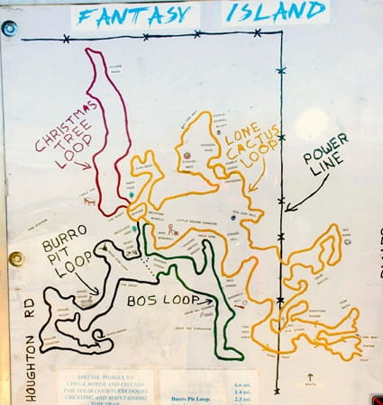 map of a biking or hiking trail in the Tucson desert
