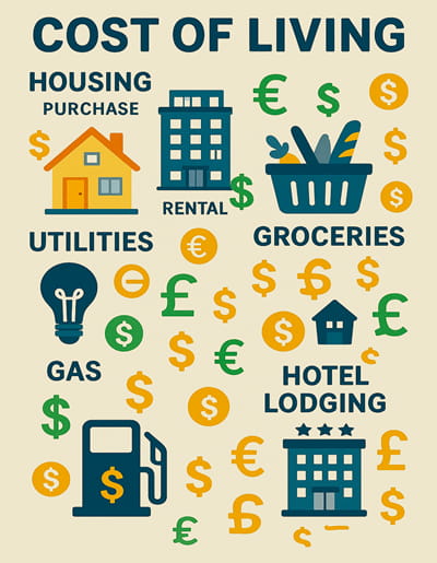 a chart demonstrating the various costs of living