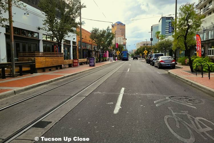 scene down the middle of Congress St in downtown Tucson AZ