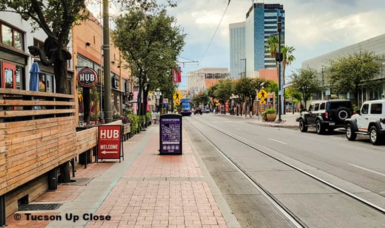along Congress in downtown Tucson