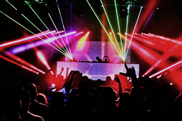 dance club with light show for revving up the vibe
