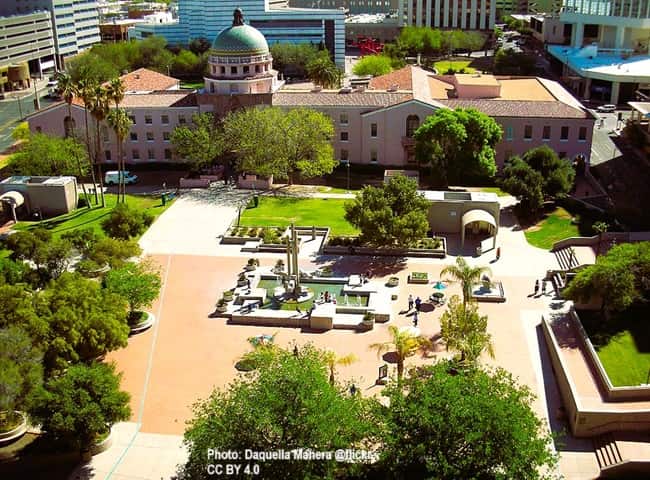 Overhead view of Presidio Park in downtown Tucson Arizona