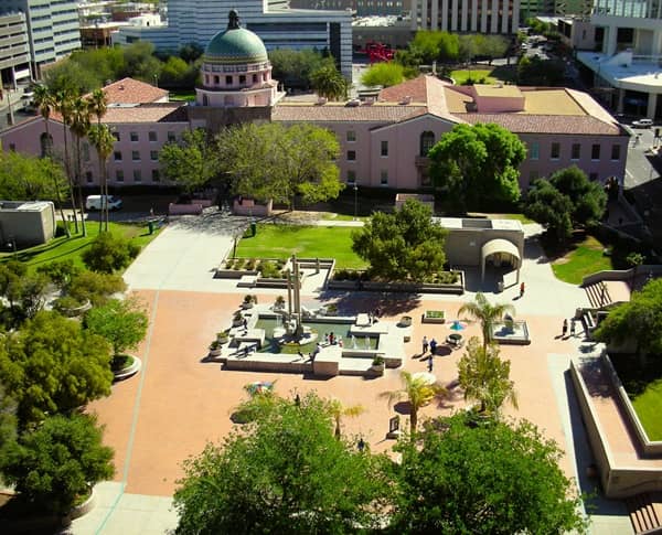 Historic area with the courthouse of old in downtown Tucson AZ