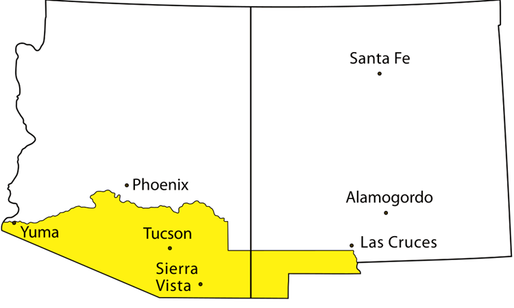 map showing the area of the southwest that was part of the Gadsden Purchase