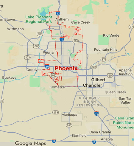 map of the Phoenix metropolitan area