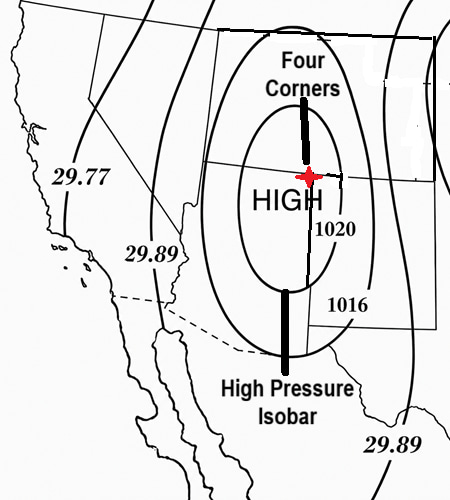basic weather map showing high pressure