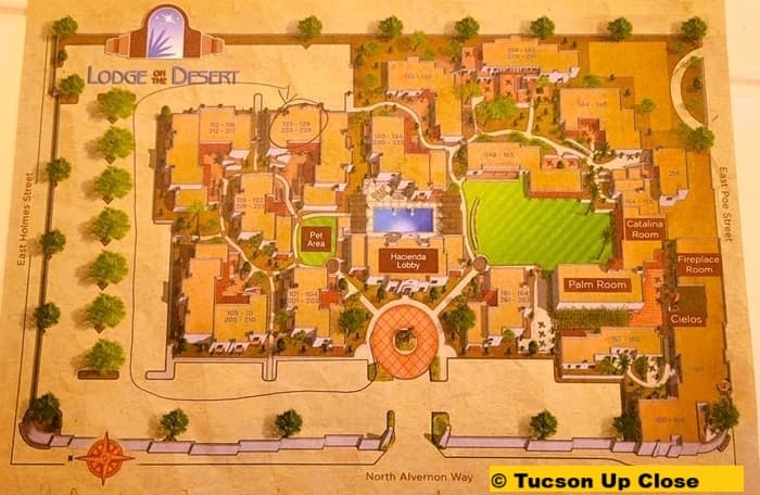 hotel map of lodge on the desert in tucson arizona