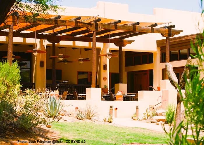 the southwestern style eating area for a Tucson resort