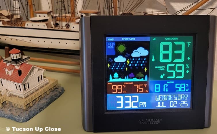 Home weather station showing high chance of rain