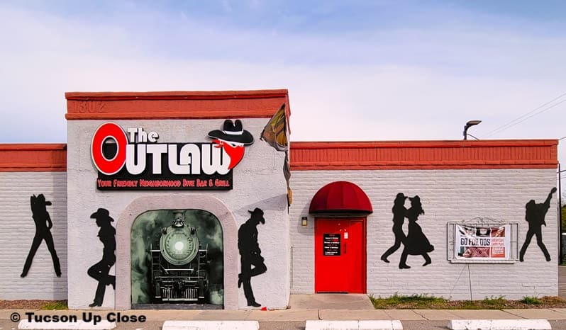 Business frontage of a local bar and grill with dancing and bands