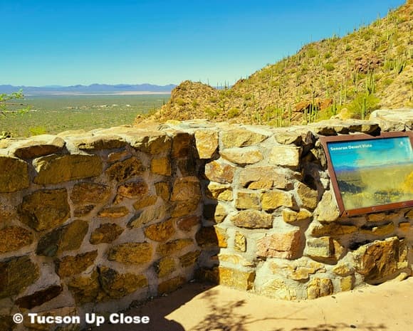 View into a desert valley from a mountain.