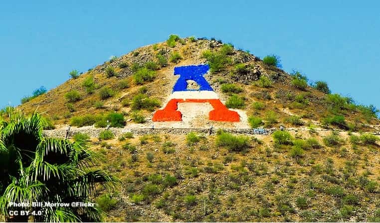 Sentinal Peak in Tucson, with the UofA letter A 