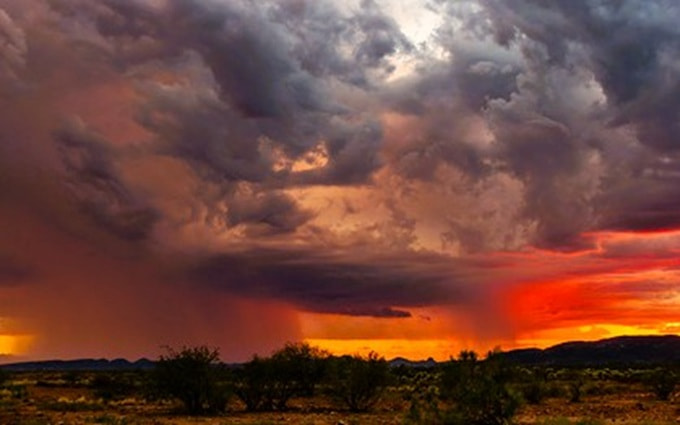 Monsoon storm in the Arizona desert.