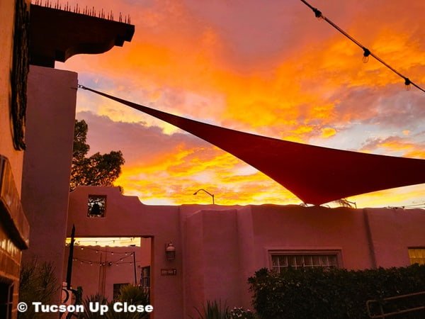 Sunset view from the patio at Cielos Restaurant in Tucson AZ