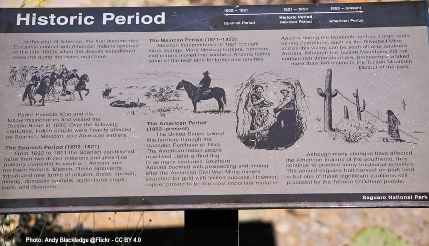 Historical information display about Tucson Arizona