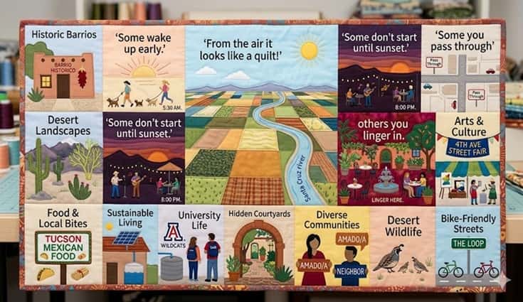 Poster depicts all the neighborhoods around Tucson and their attractions