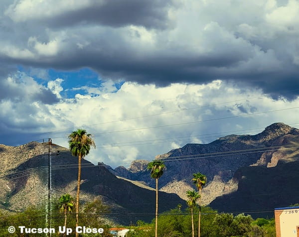 Mountains with dramatic looking clouds above in Oro Valley AZ