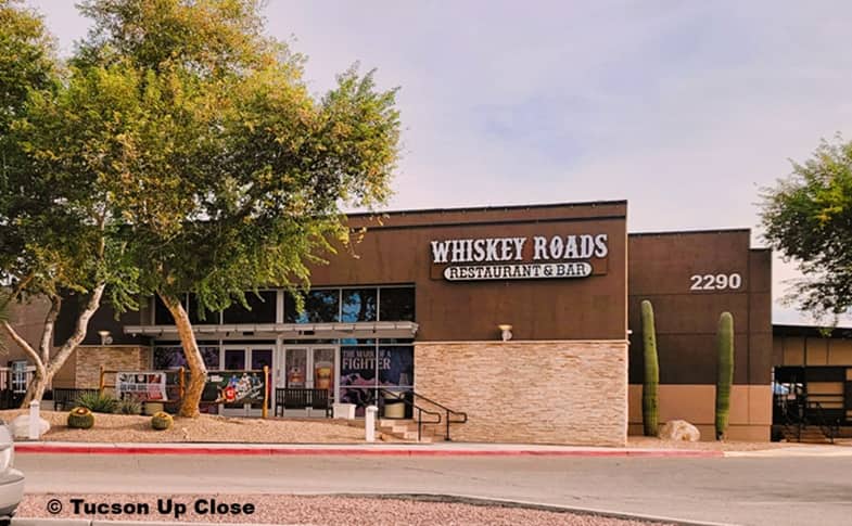 Entrance to a local bar and grill where they have a dance floor
