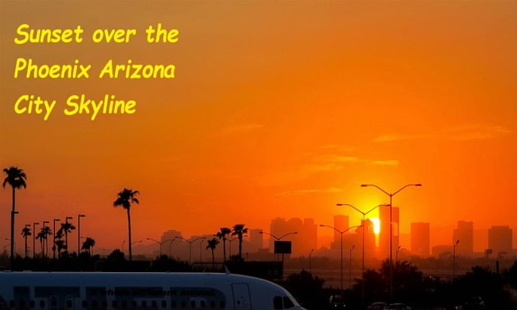 Sunset view over the city of Phoenix