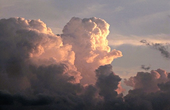 thunderheads in the stormy sky